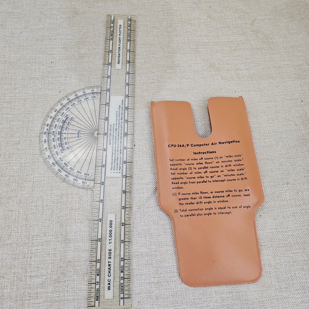 Vintage Flight Computer Plotter Protractor Navigation Pilot Aviation Tools Set - Picture 9 of 10